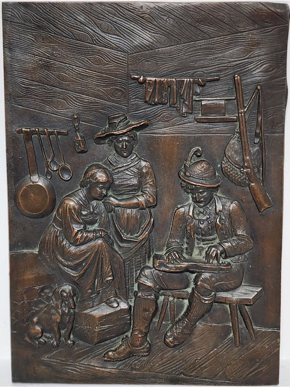 Vintage Embossed Copper Wall Art 8x5.75 Rustic Relief Panel w/ Hanger